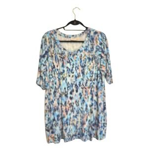 Logo‎ Blue/Multi Colored Short Sleeve Top Woman Size L